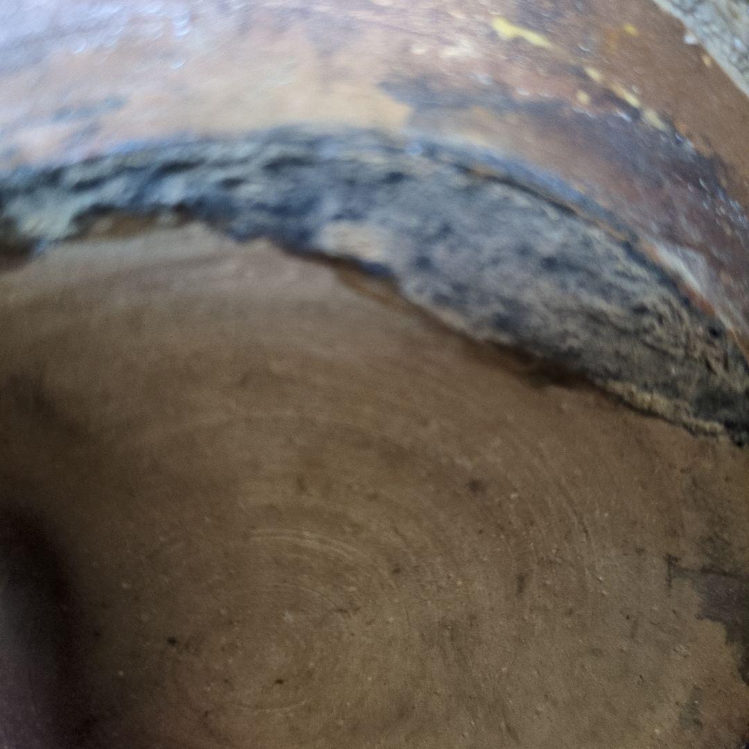 白灰色の陶磁器製茶釜 土瓶竹製持ち手付き骨董(江戸中期)