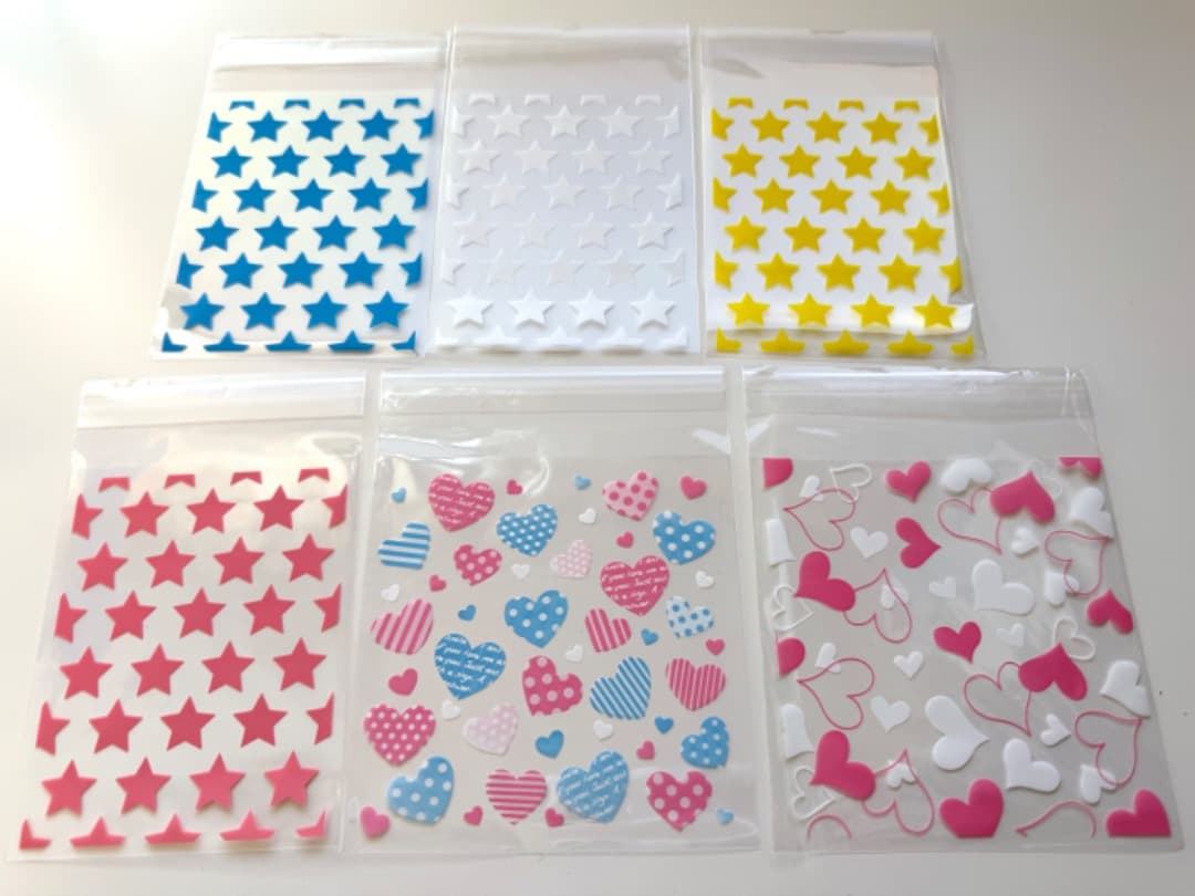 ♢梱包♢粘着テープ付きOPP袋♢星♢ラッピング♢OPP袋♢ハート♢カラフル♢