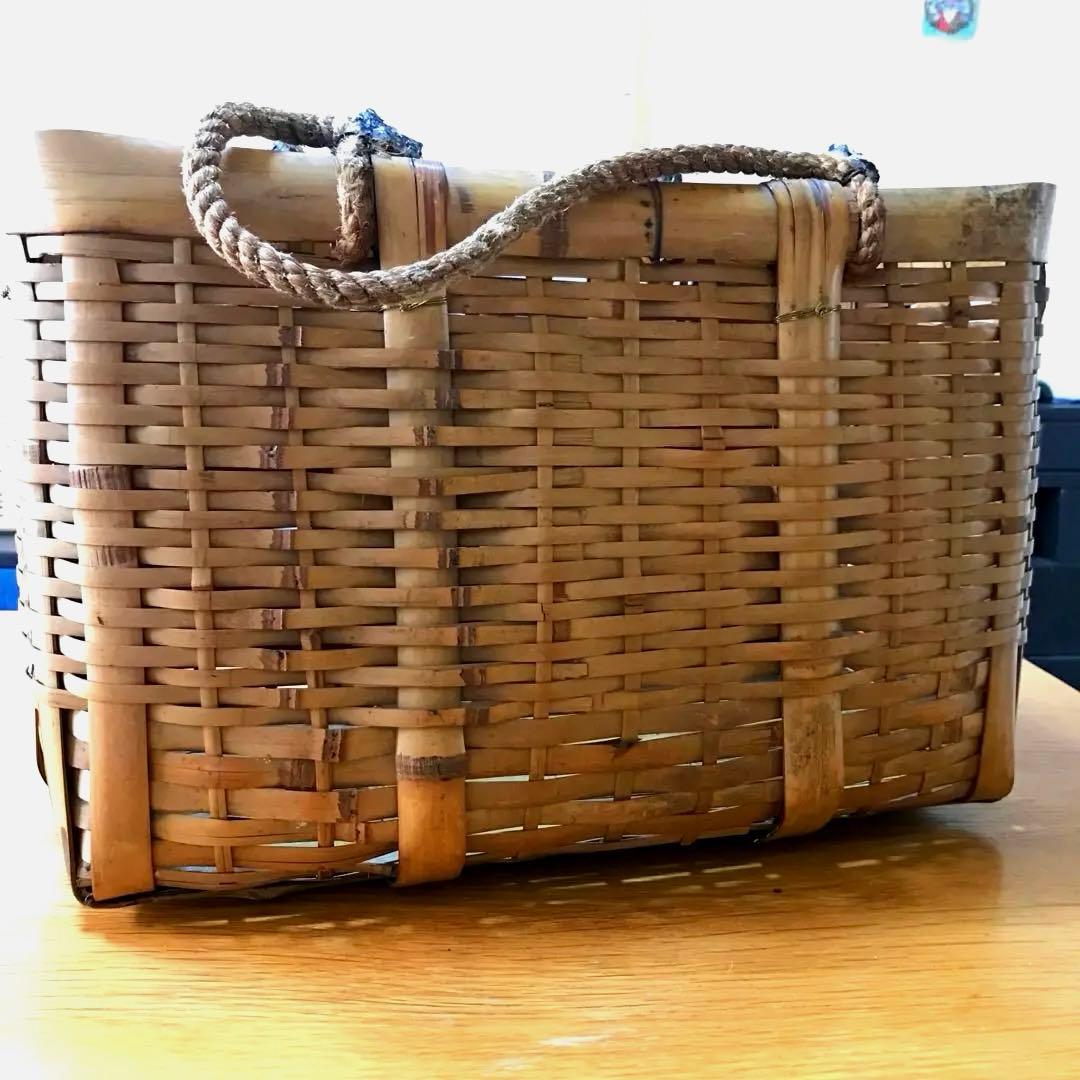 竹　御用カゴ　市場カゴ　ピクニックバスケ& お弁当箱　2点セット売り