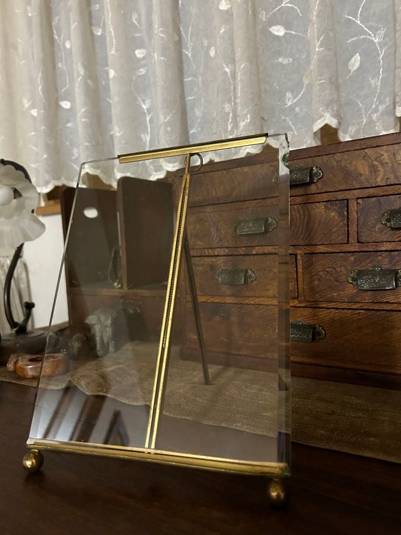 フランスアンティーク クリスタル 特大フォト スタンド