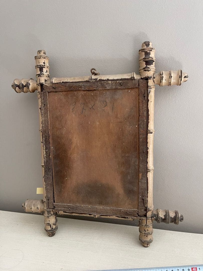 【え12】15 フランス　アンティーク　鏡　壁掛け