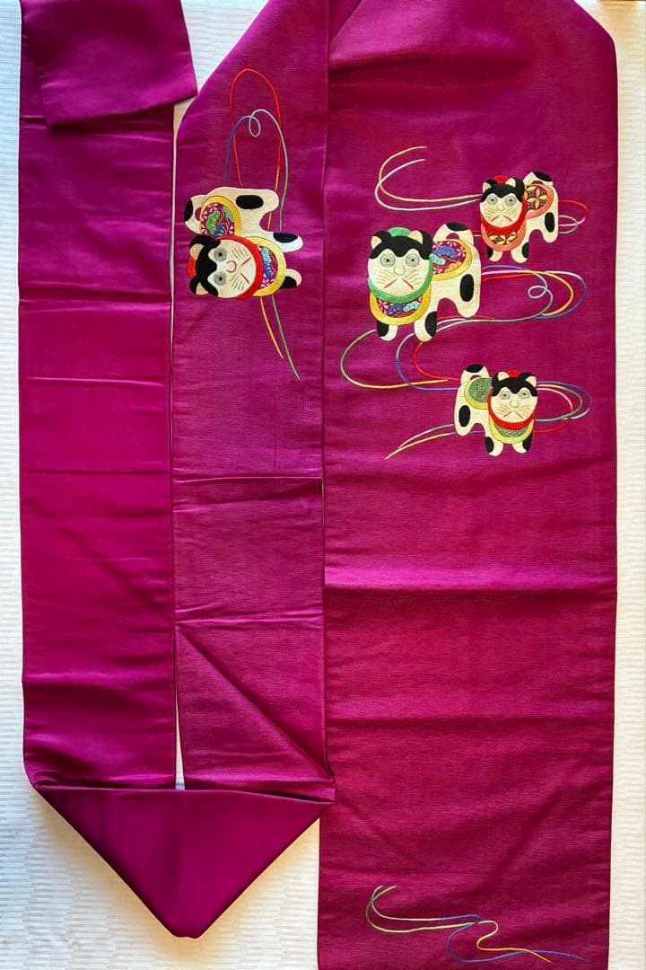 アンティーク　犬張子の名古屋帯