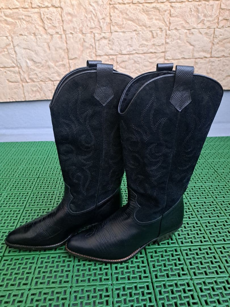 【未使用】カワノ celica 本革ウエスタンブーツ 黒