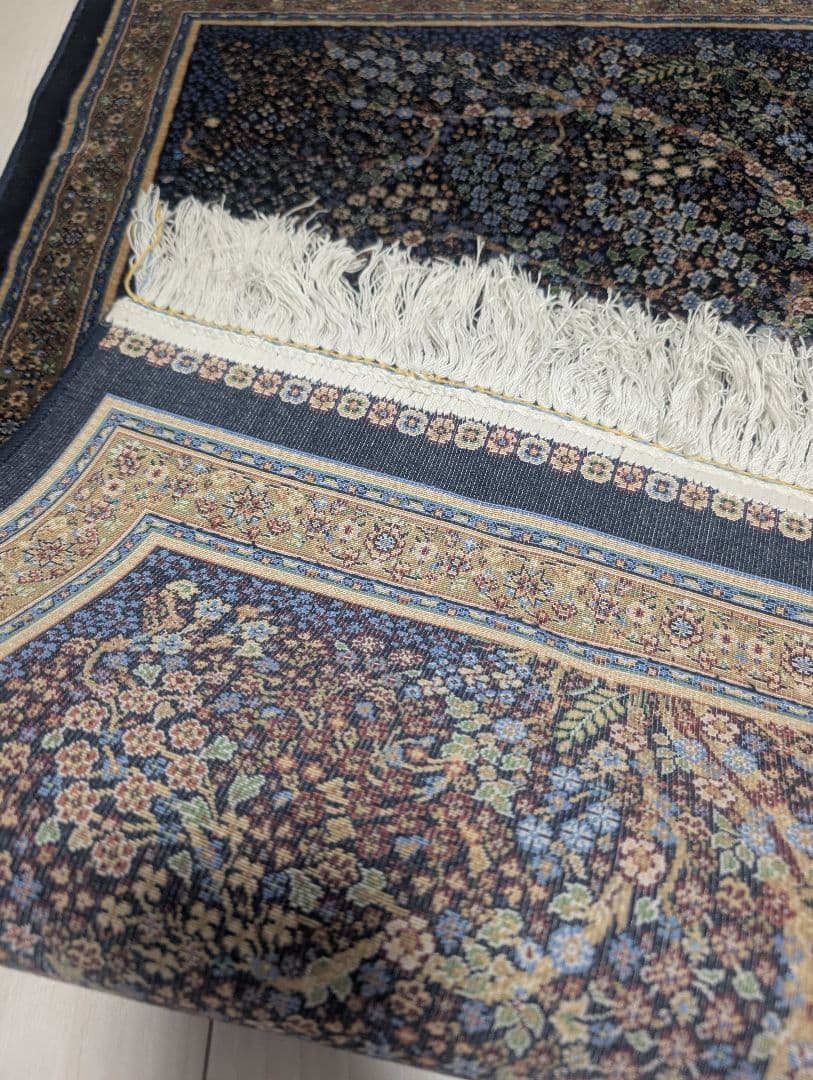 ペルシャ絨毯（110×60cm ) 花柄ダークブルーラグ