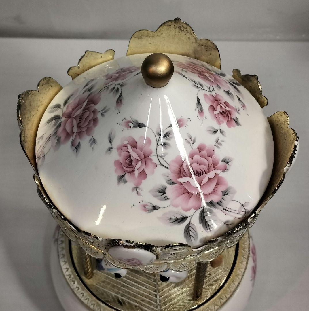 ヴィンテージ 陶器製 メリーゴーランド オルゴール Sankyo