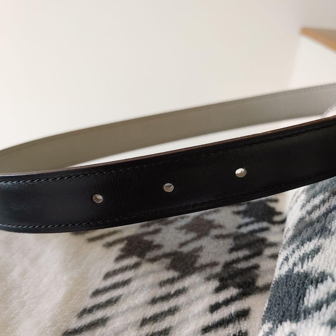 美品【HERMES】Hバックル　レザーベルト　ブラック×シルバー