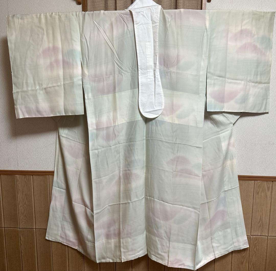 やまと誂製　正絹小紋　名古屋帯　長襦袢　帯締め　しつけ糸付き　４点セット