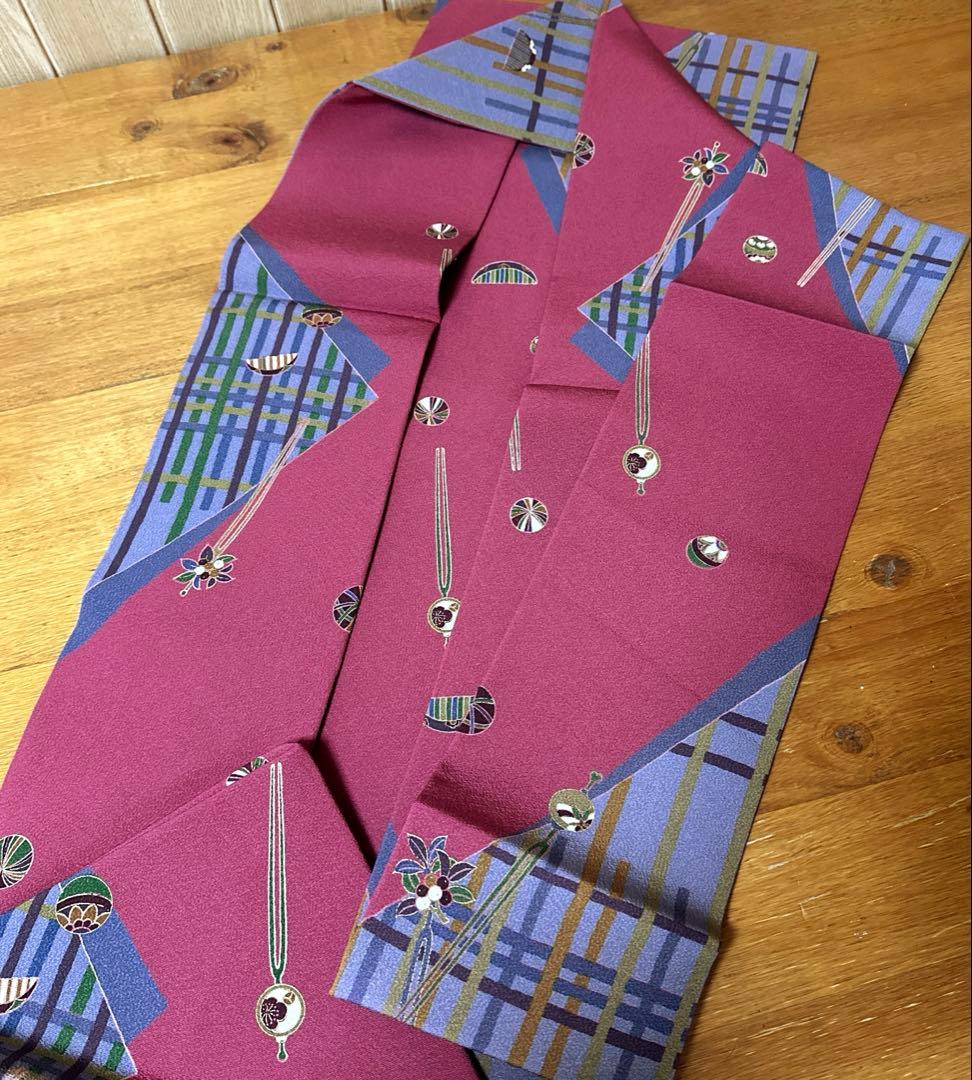 やまと誂製　正絹小紋　名古屋帯　長襦袢　帯締め　しつけ糸付き　４点セット