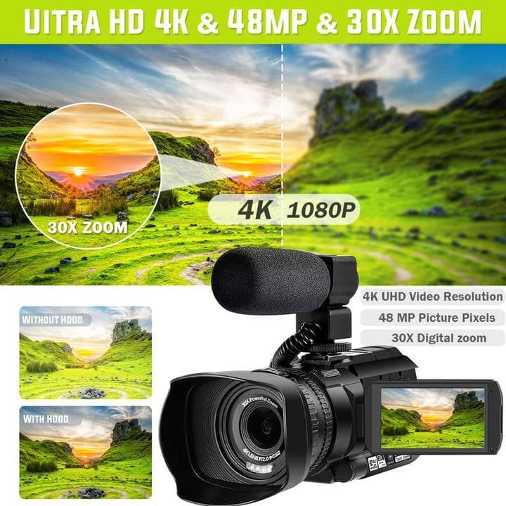 ⭐️大特価⭐️ ビデオカメラ 4K ウルトラ HD 48MP YouTube