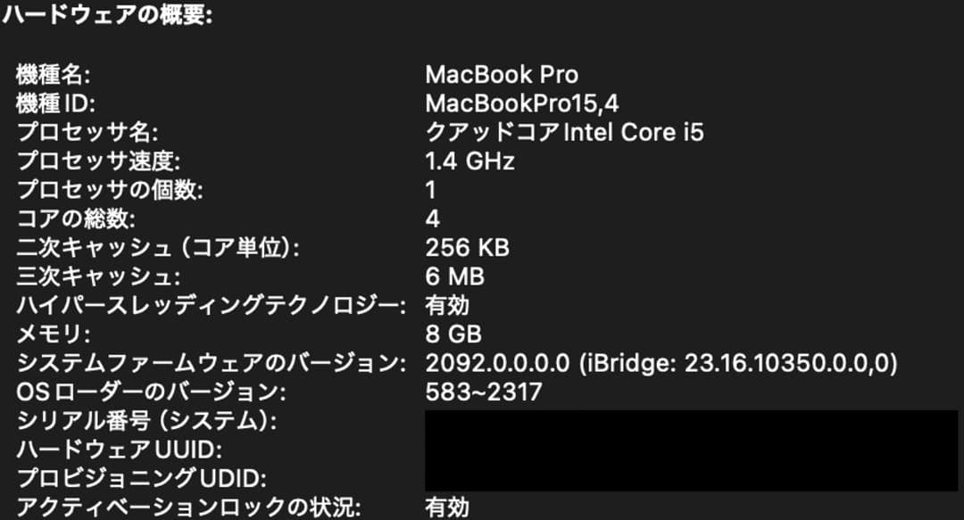 MacBook本体 MacBook Pro 13-inch 2019