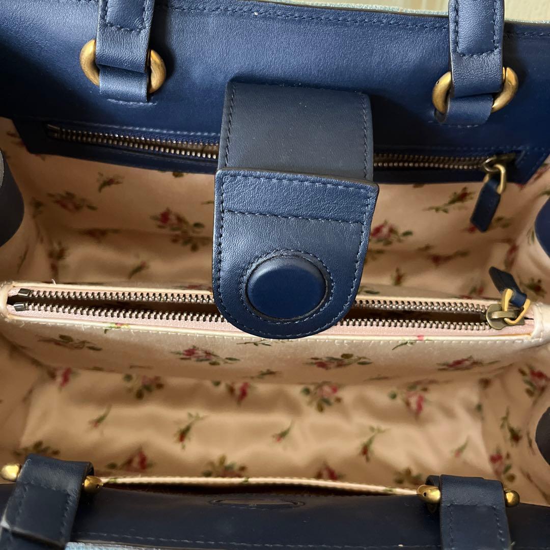 GUCCI デニムバッグ　ショルダーストラップ付き　パールCGマーモント