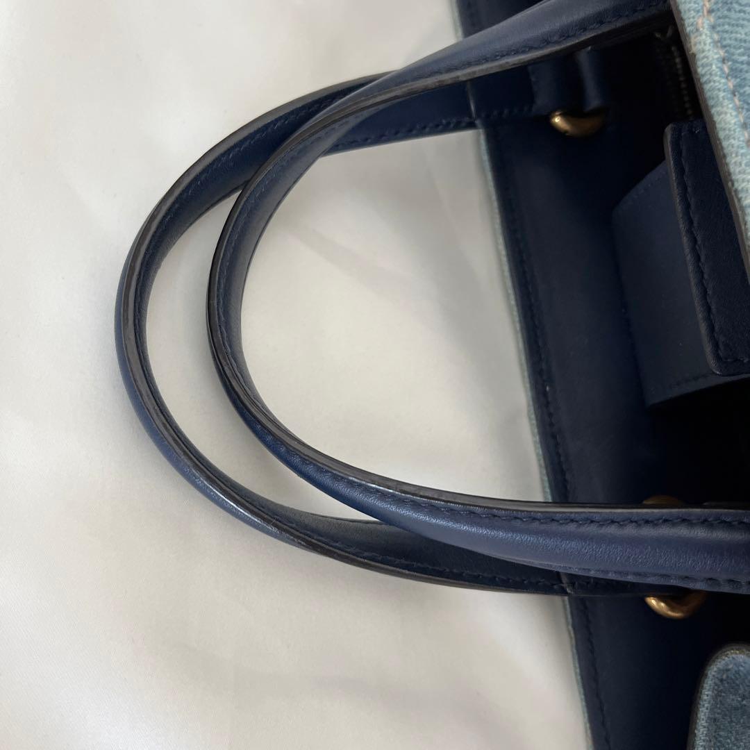 GUCCI デニムバッグ　ショルダーストラップ付き　パールCGマーモント