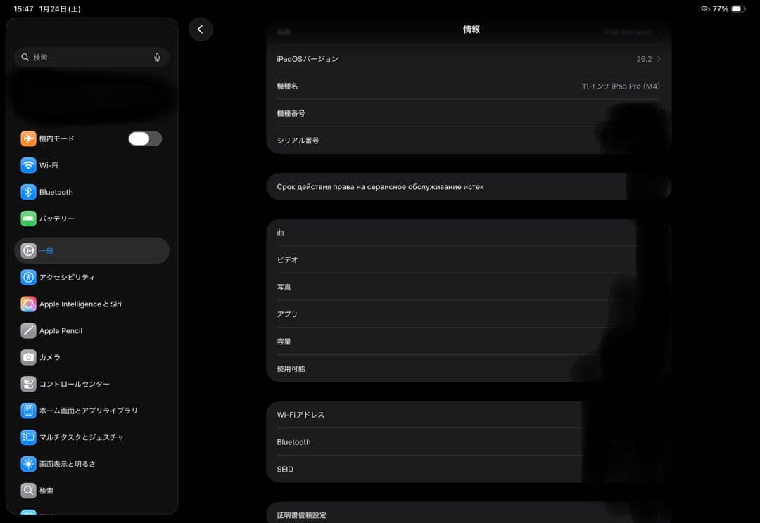 iPad Pro 11インチ M4 256GB Wi-Fiモデル 美品