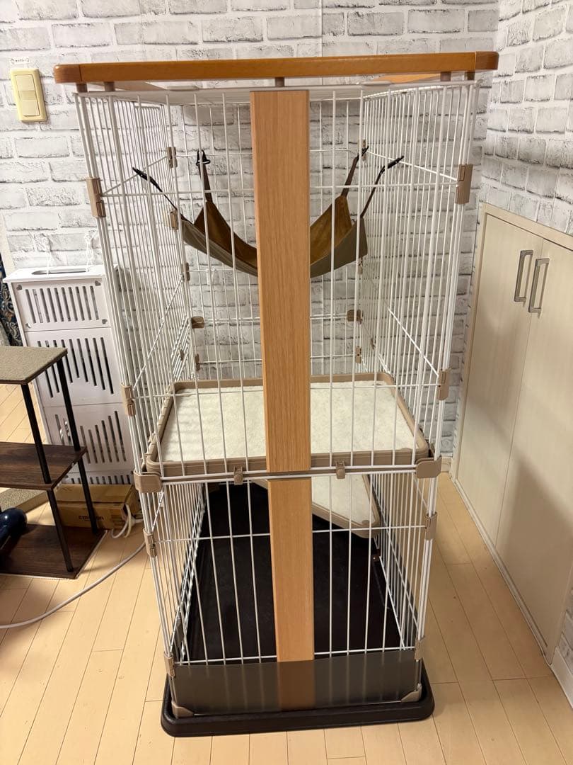 コジマ　ウッドワンサークル キャット 2段 KJセット　猫ケージ　ハンモック付き