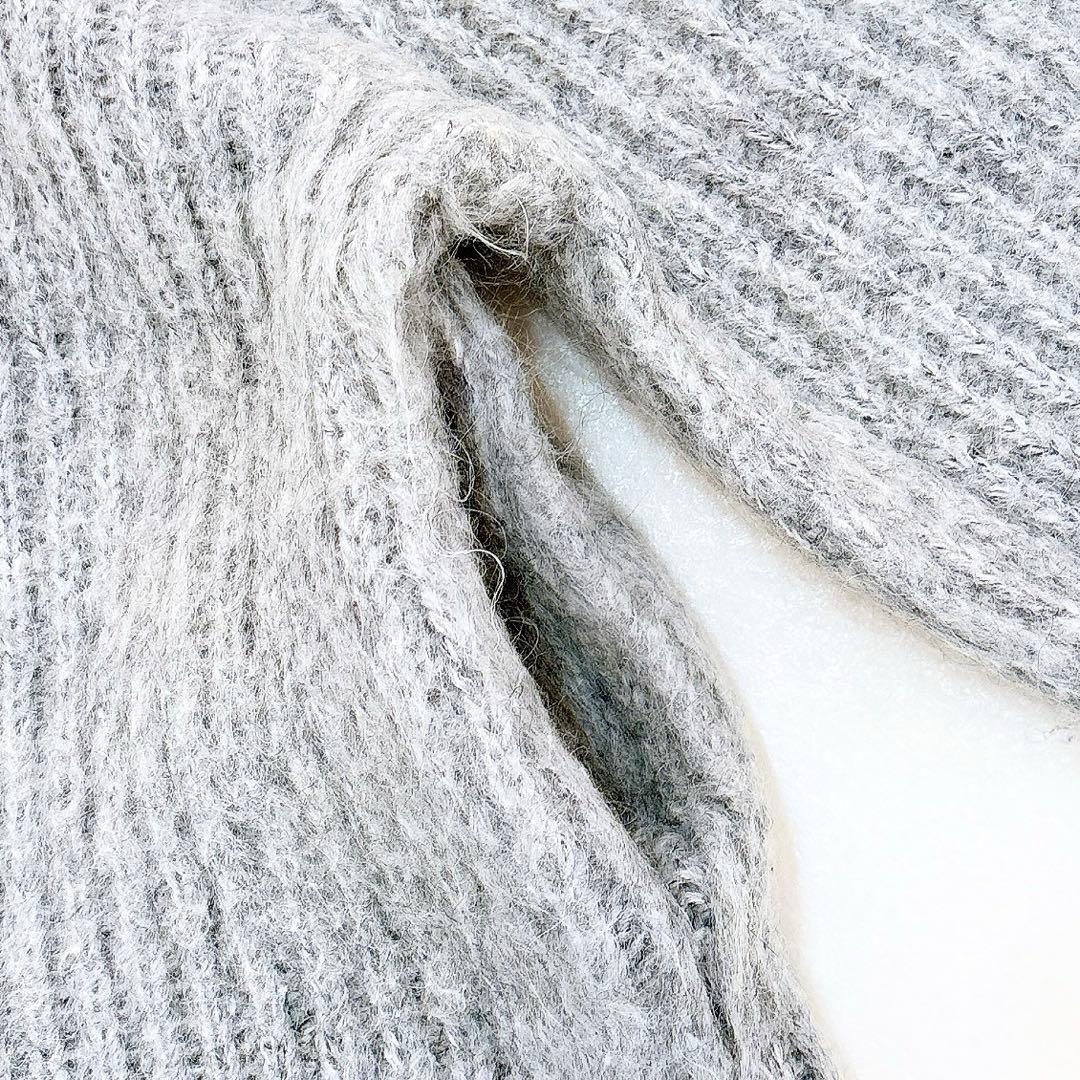 美品　クラネ　モヘヤシャギーニットカーディガン　グレー　ボリューム袖　サイズ2