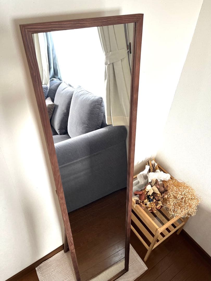 【日本製】全身鏡　アンティーク調　スタンドミラー