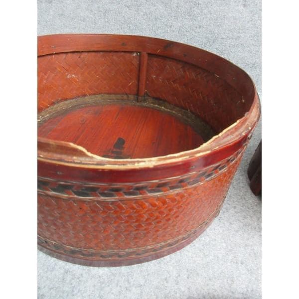 竹製網代二段手提げ提籃 [B28239]