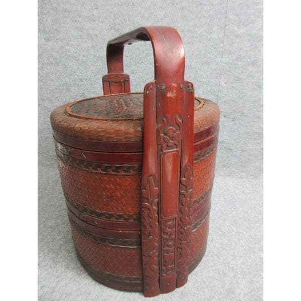 竹製網代二段手提げ提籃 [B28239]