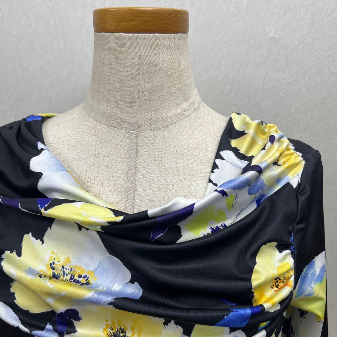 新品 セットアップ 黒に黄色花柄 スタンダード モダン 衣装 パーティ 発表会