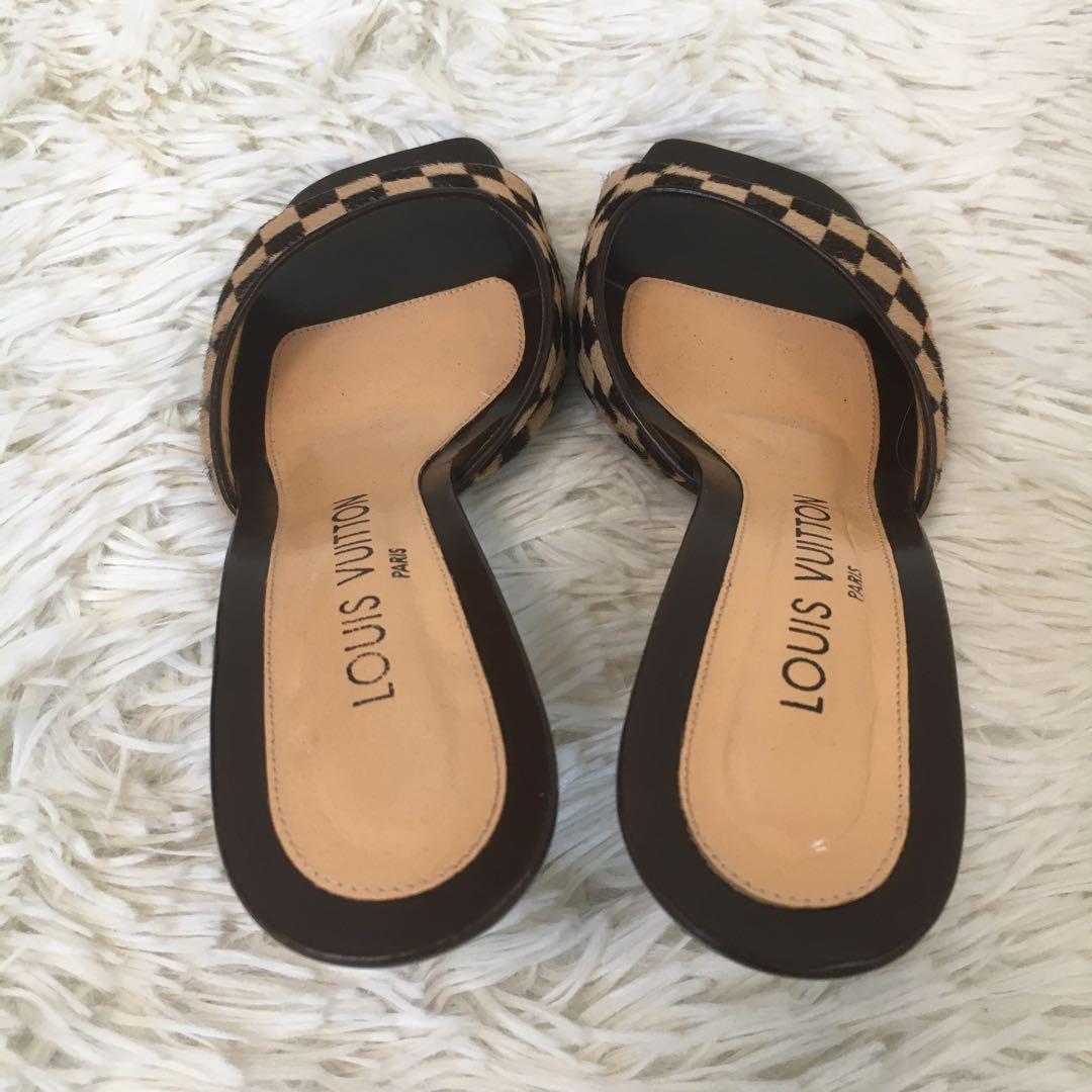 【極美品】ヴィトン ミュール ハイヒール ダミエ サンダル 24.5cm相当