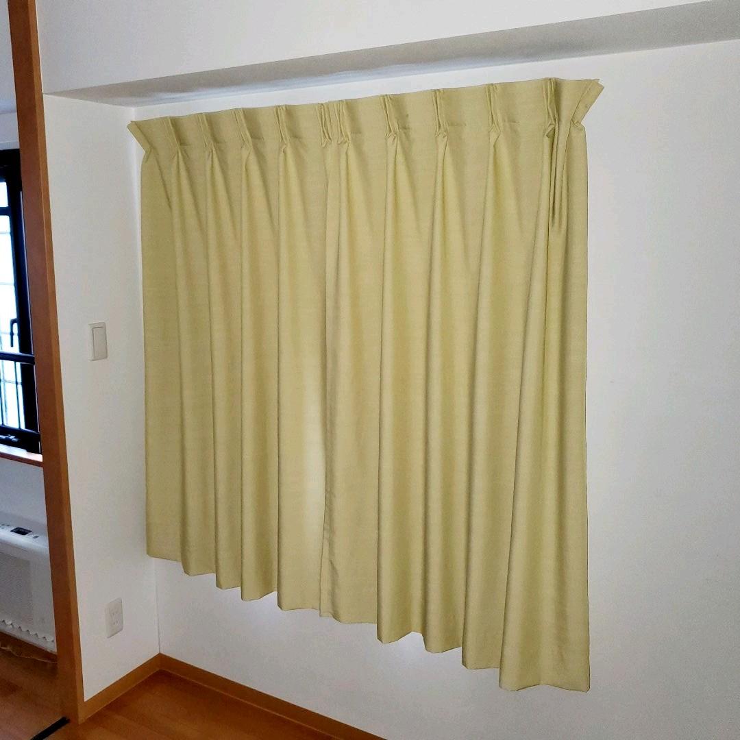 ★【美品】絶妙カラーの裏地付きオーダーカーテン ACTUS/イエロー★