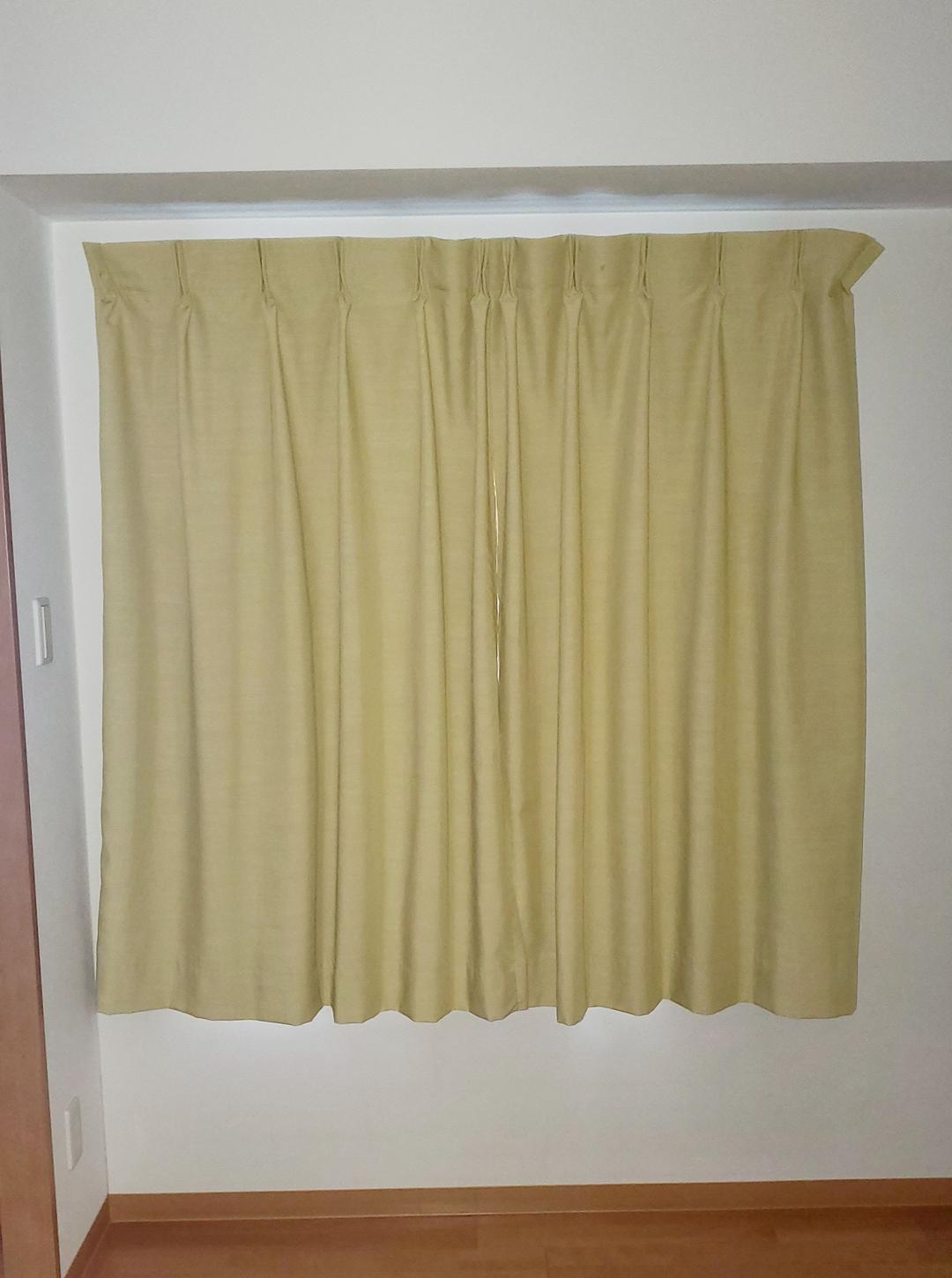 ★【美品】絶妙カラーの裏地付きオーダーカーテン ACTUS/イエロー★