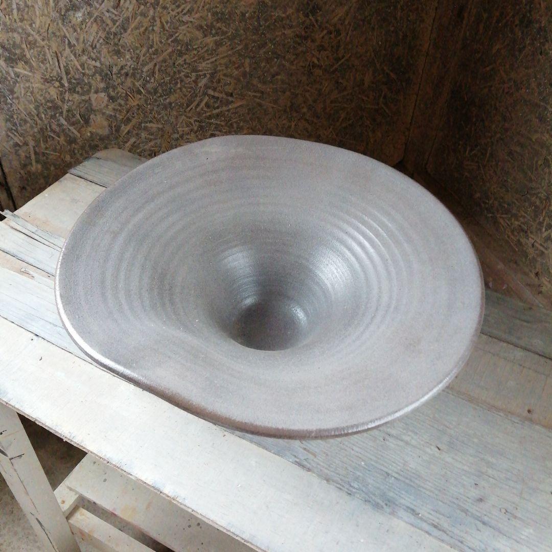 京焼　華善　鈍鉄色池坊花器　39cm