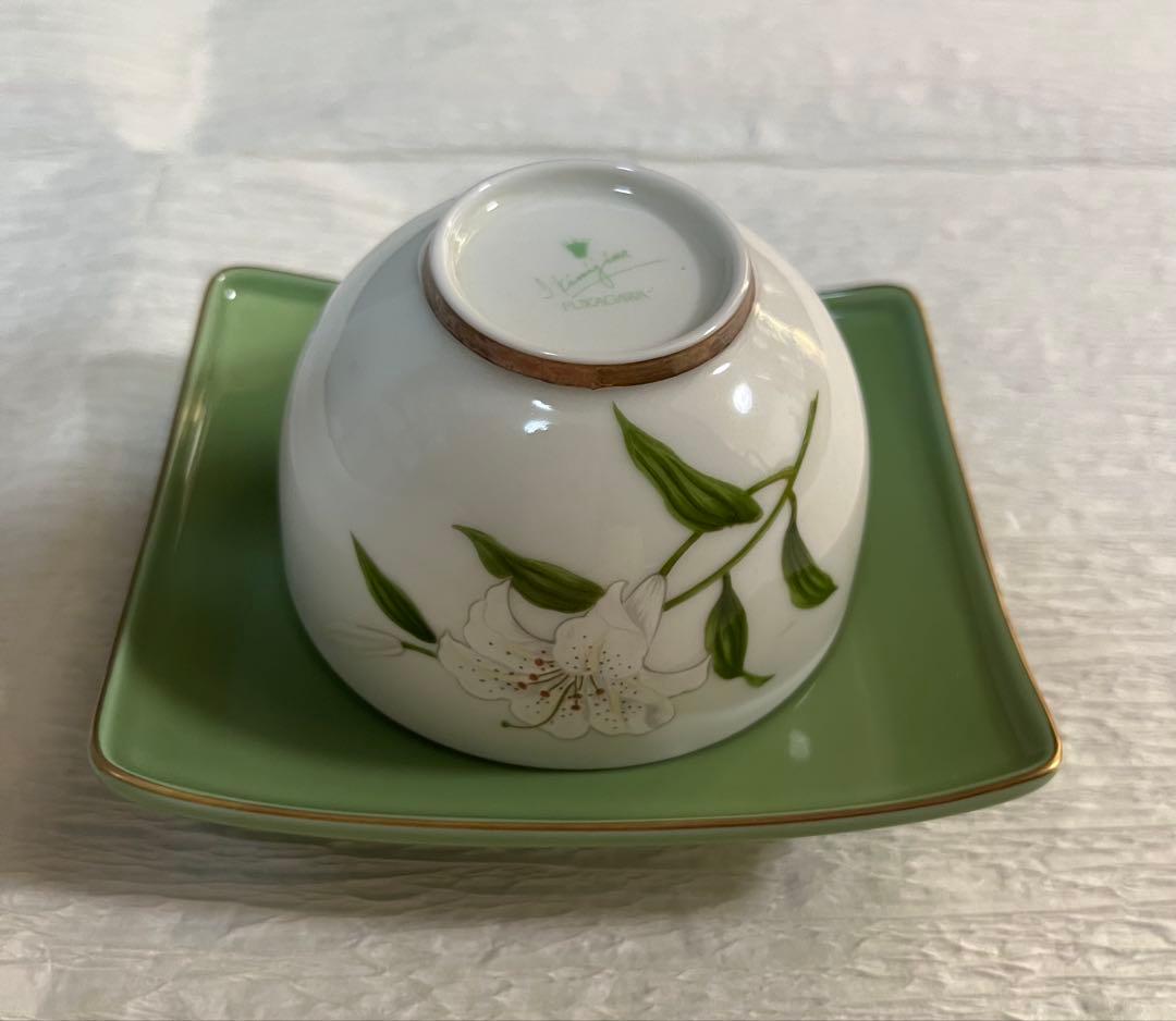 深川製磁　君島一郎　キミジマ　百合　急須　湯呑み　菓子皿