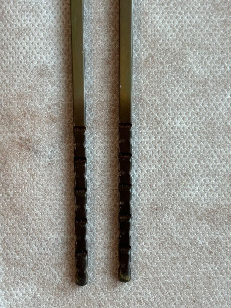 南鐐鳥頭真鍮　火箸　十三代　金谷五良三郎　茶道具