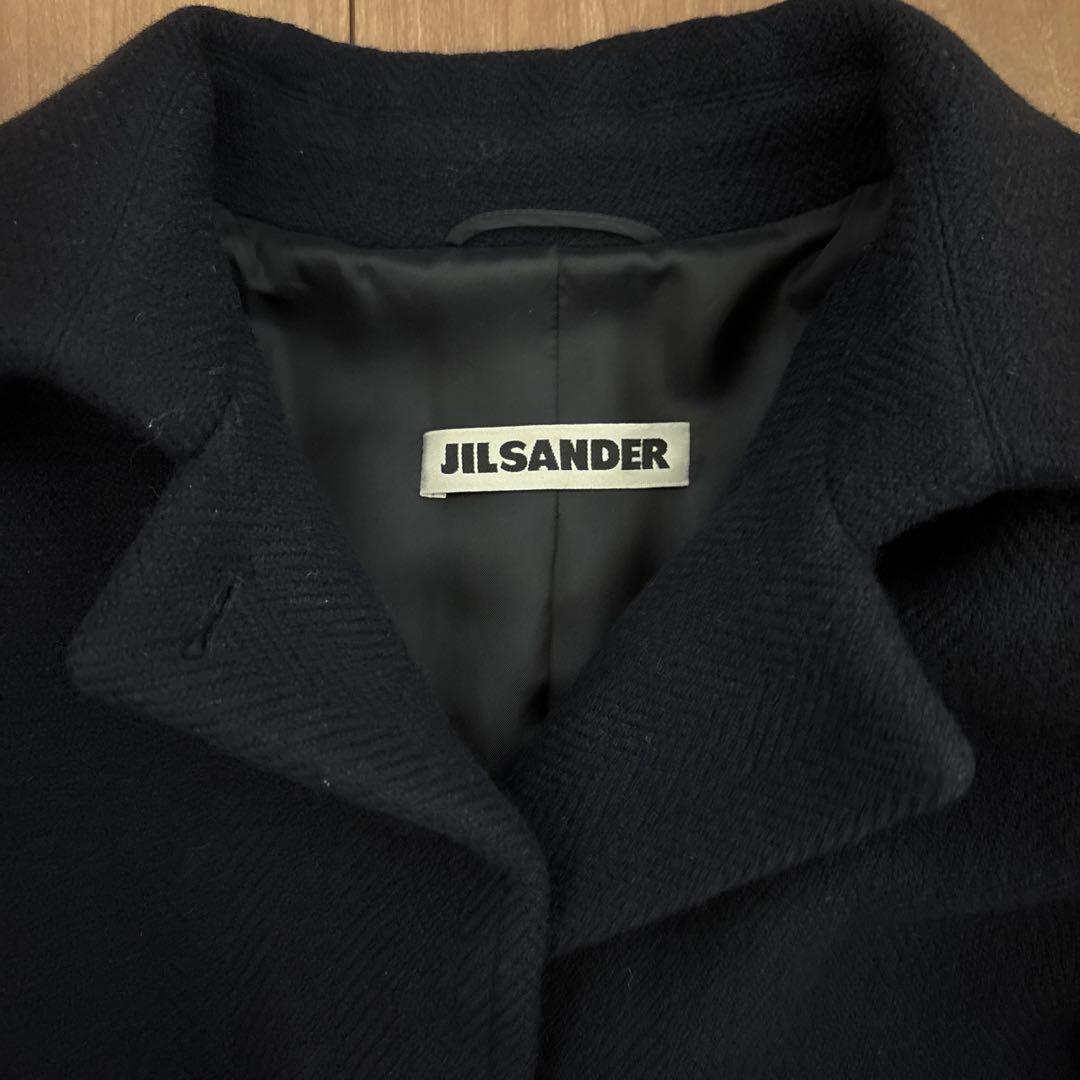 JIL SANDER ネイビー 100%カシミヤ　ウールコート　38