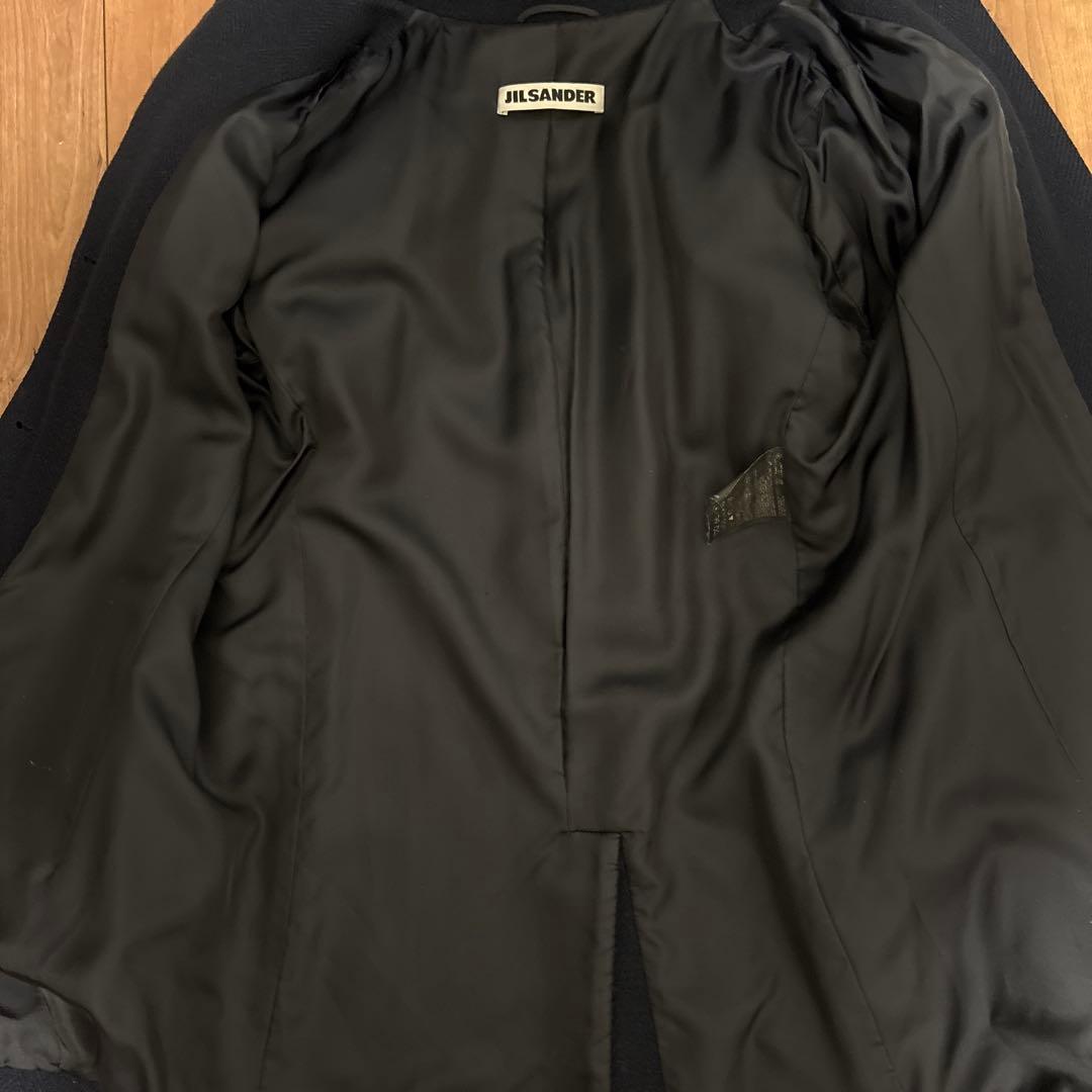 JIL SANDER ネイビー 100%カシミヤ　ウールコート　38