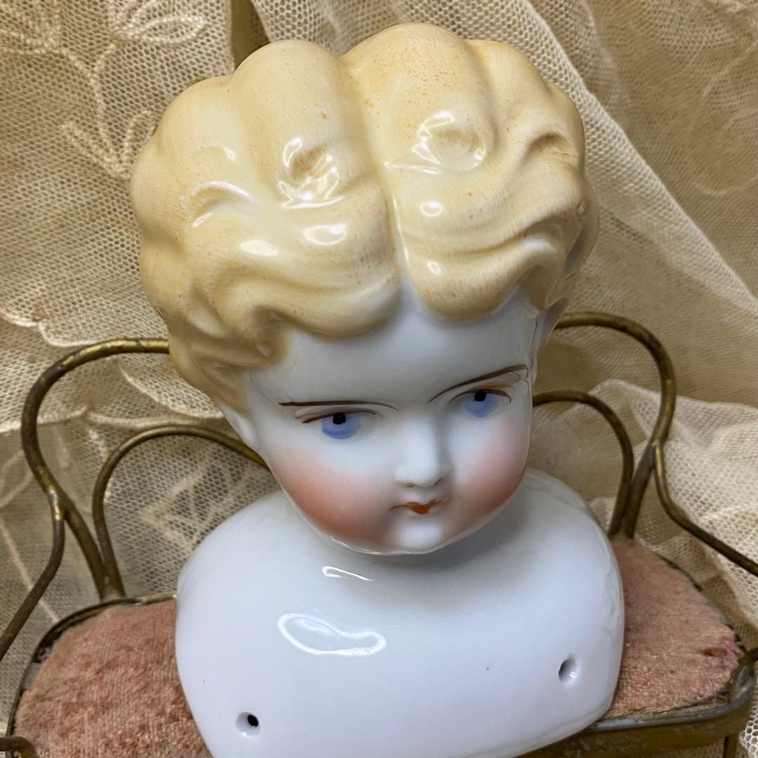 ドイツアンティーク チャイナヘッドドール 11cm ブロンド ヘッド