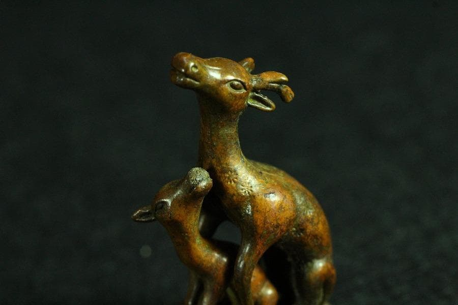 中国美術 鹿親子 印 文房四宝(K-YC533)