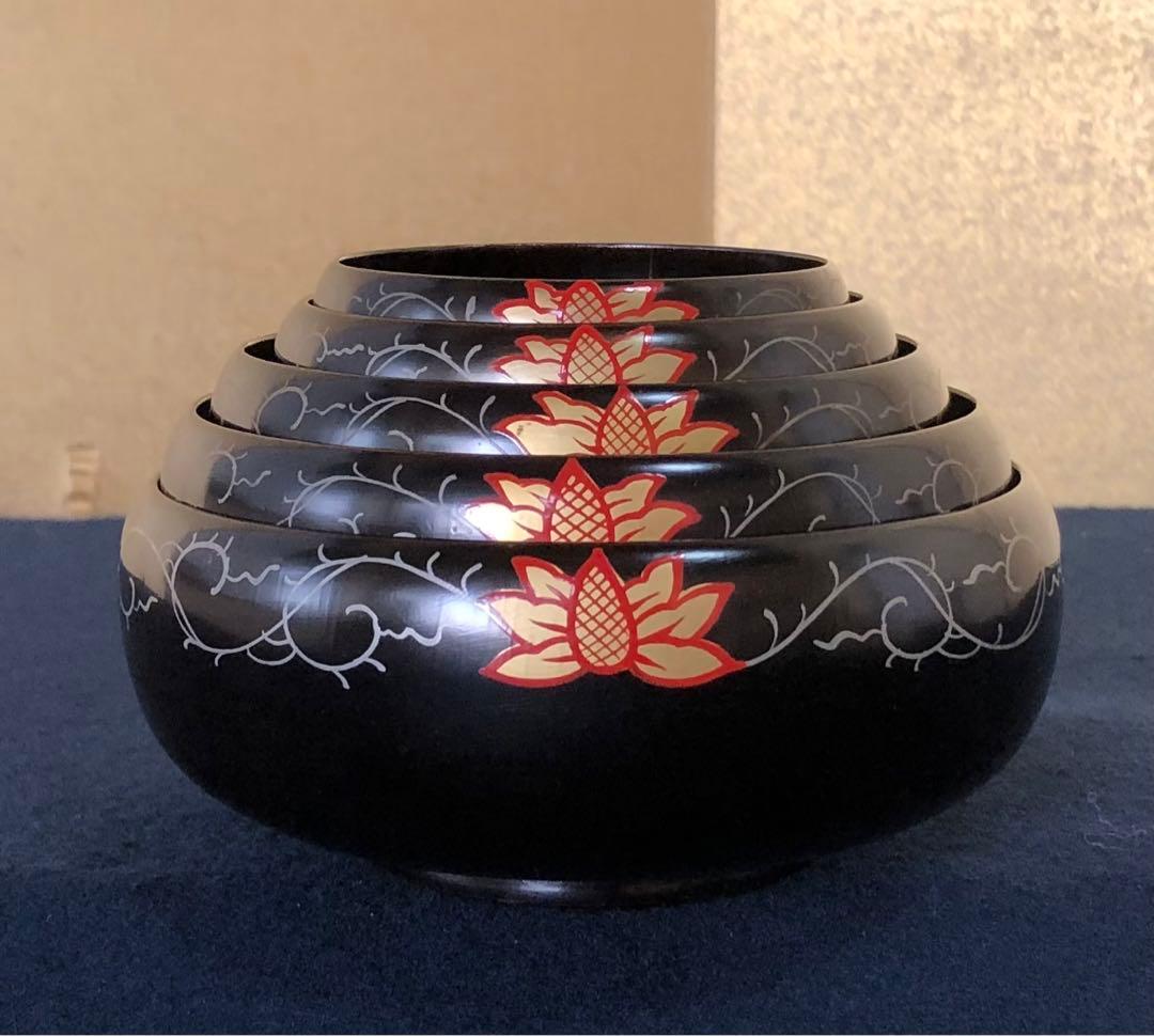 割引❗️《R》輪島塗 会席五ツ揃小鉢5客 蒔絵付 木製漆器　251007あ7