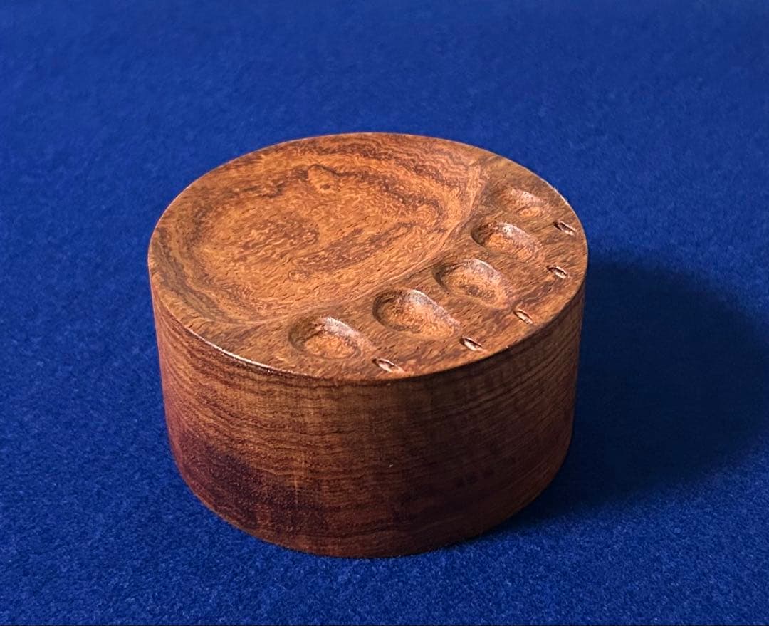 田中鱗水 木彫 フックソーサー 小物置き カリン 花梨 熊の足跡 直径8.8cm