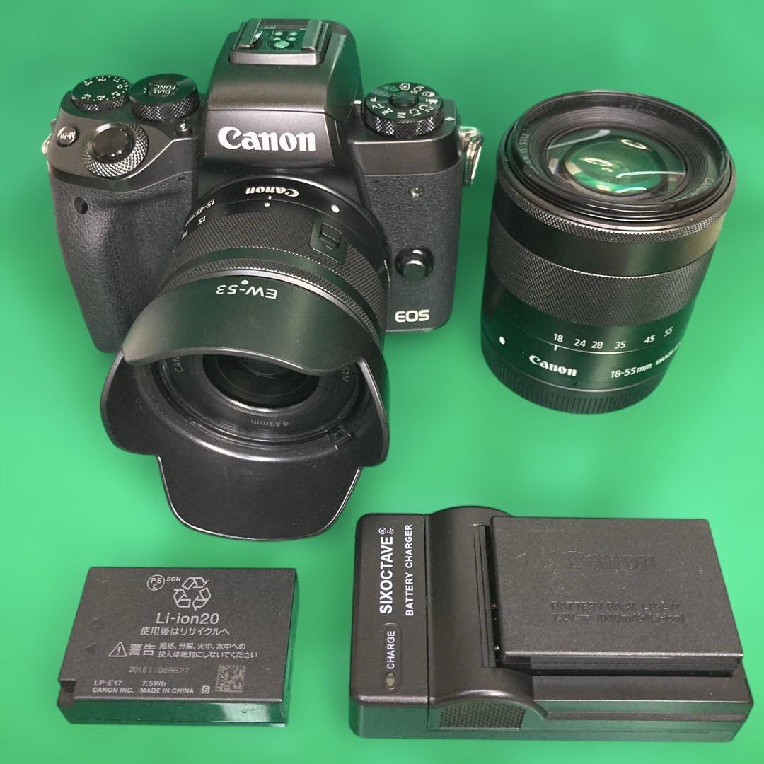 【美品】Canon EOS M5本体、15-45mm ・18-55mmレンズ付き