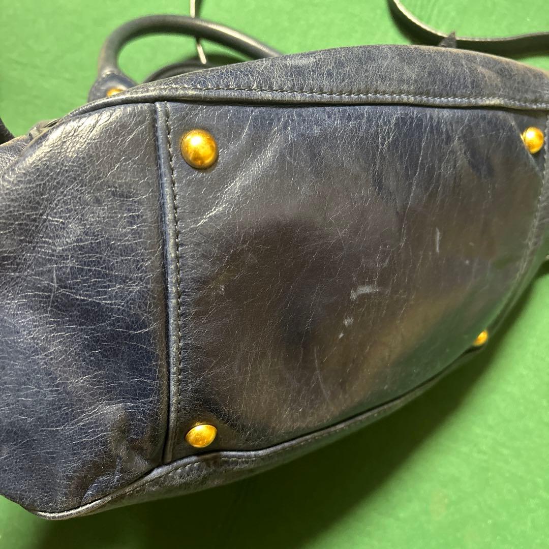 miu miu VITELLO LUX ハンドバッグ 2way リボン ブルー