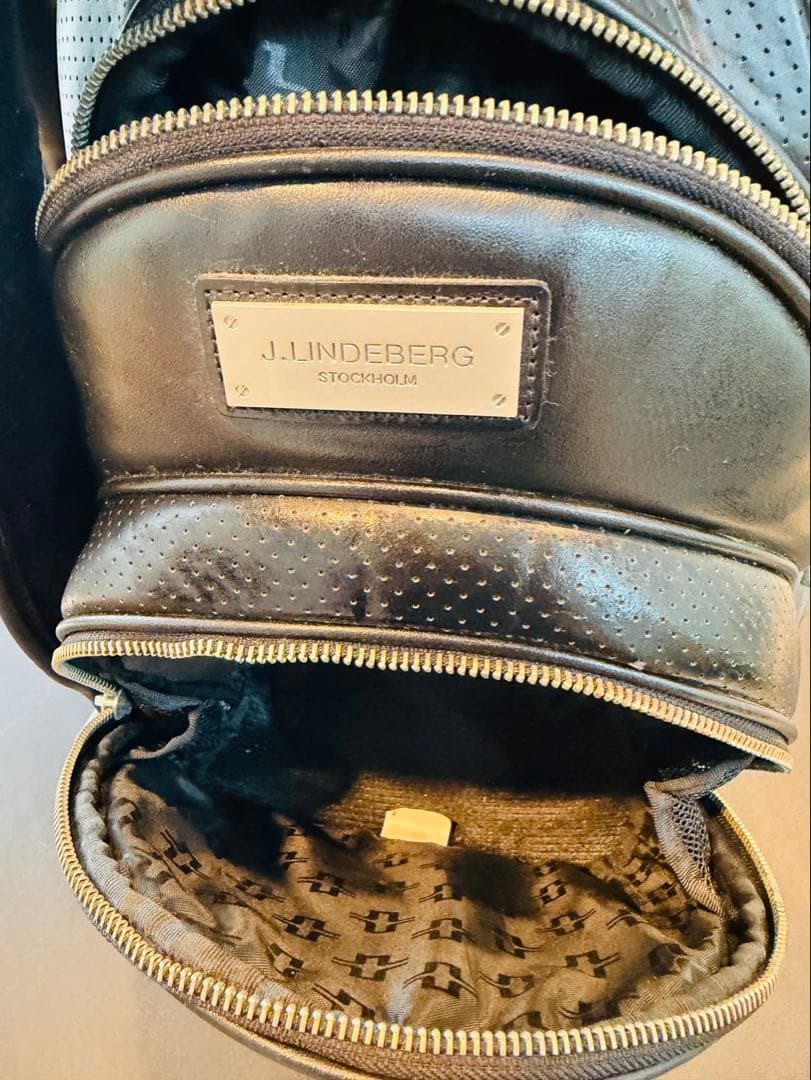 J.Lindeberg リンドバーグ キャディバッグ ゴルフ 黒 ロゴ型押し