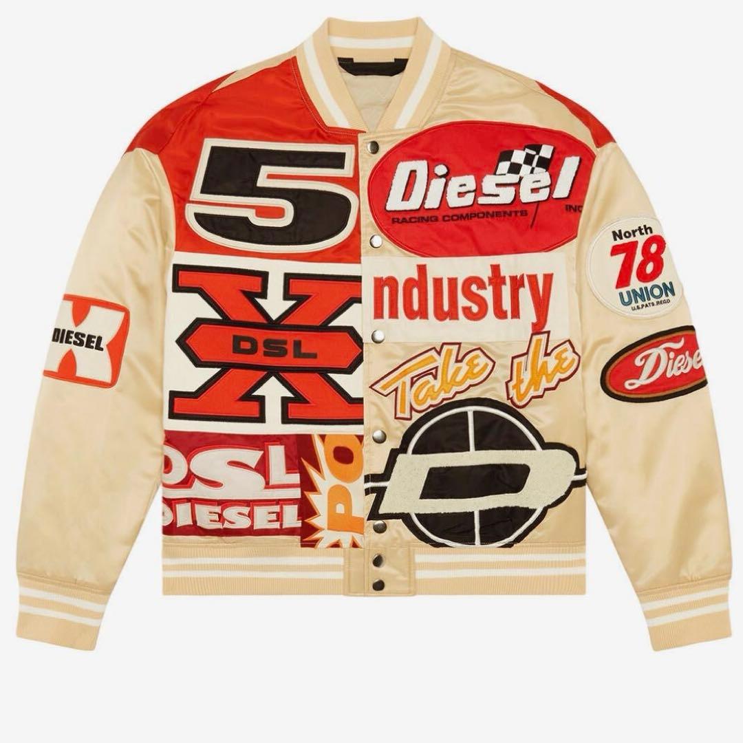 沖*三様 美品 DIESEL スタジャン レーシングジャケット ワッペン ボンバ