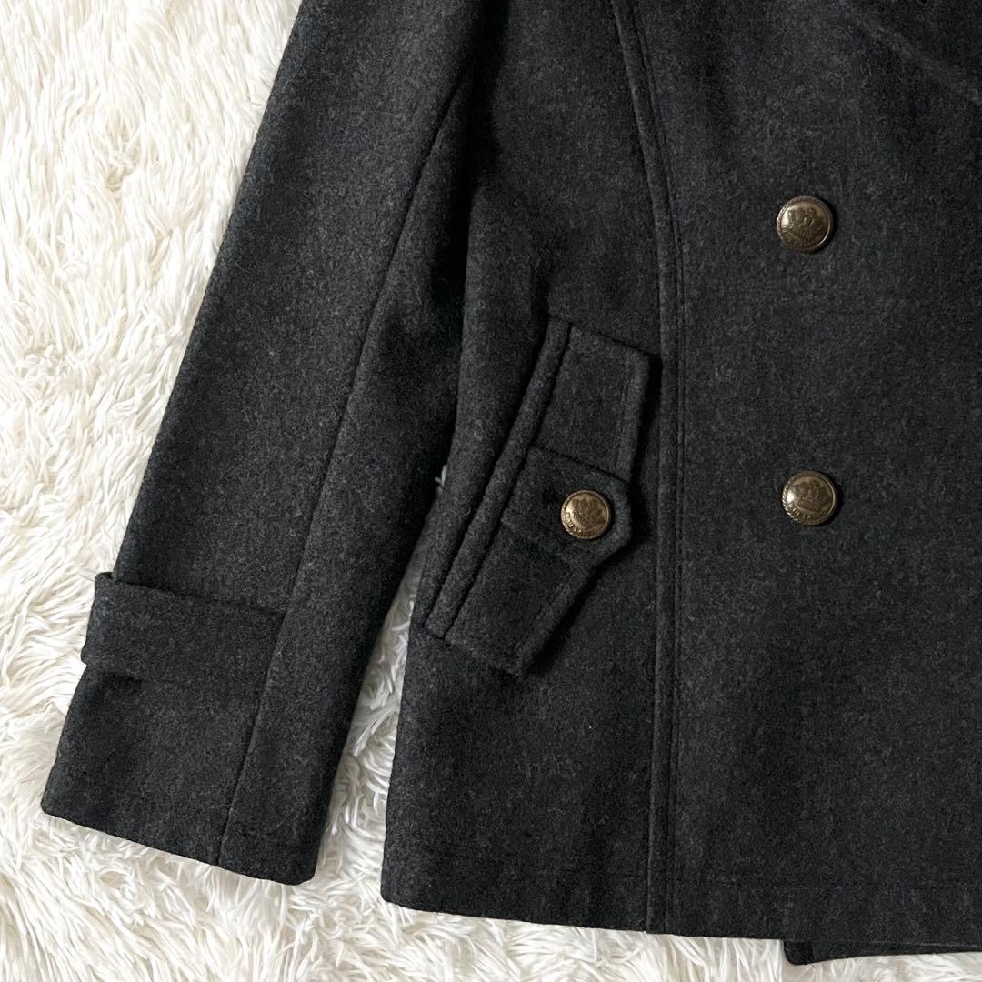 バーバリーブルーレーベル ノバチェック 金ボタン ピーコート ナポレオン 38