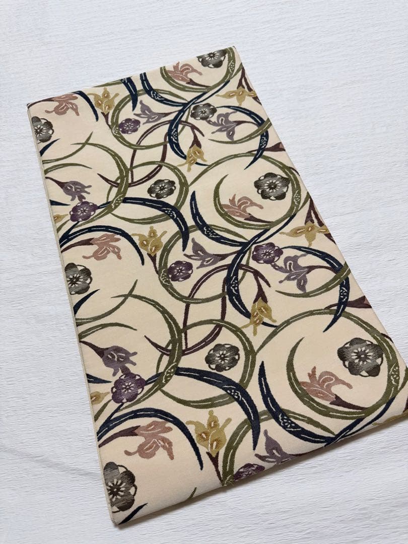 M101 紅型調　つづれ帯　正絹　袋帯　パールトーン加工済み　美品