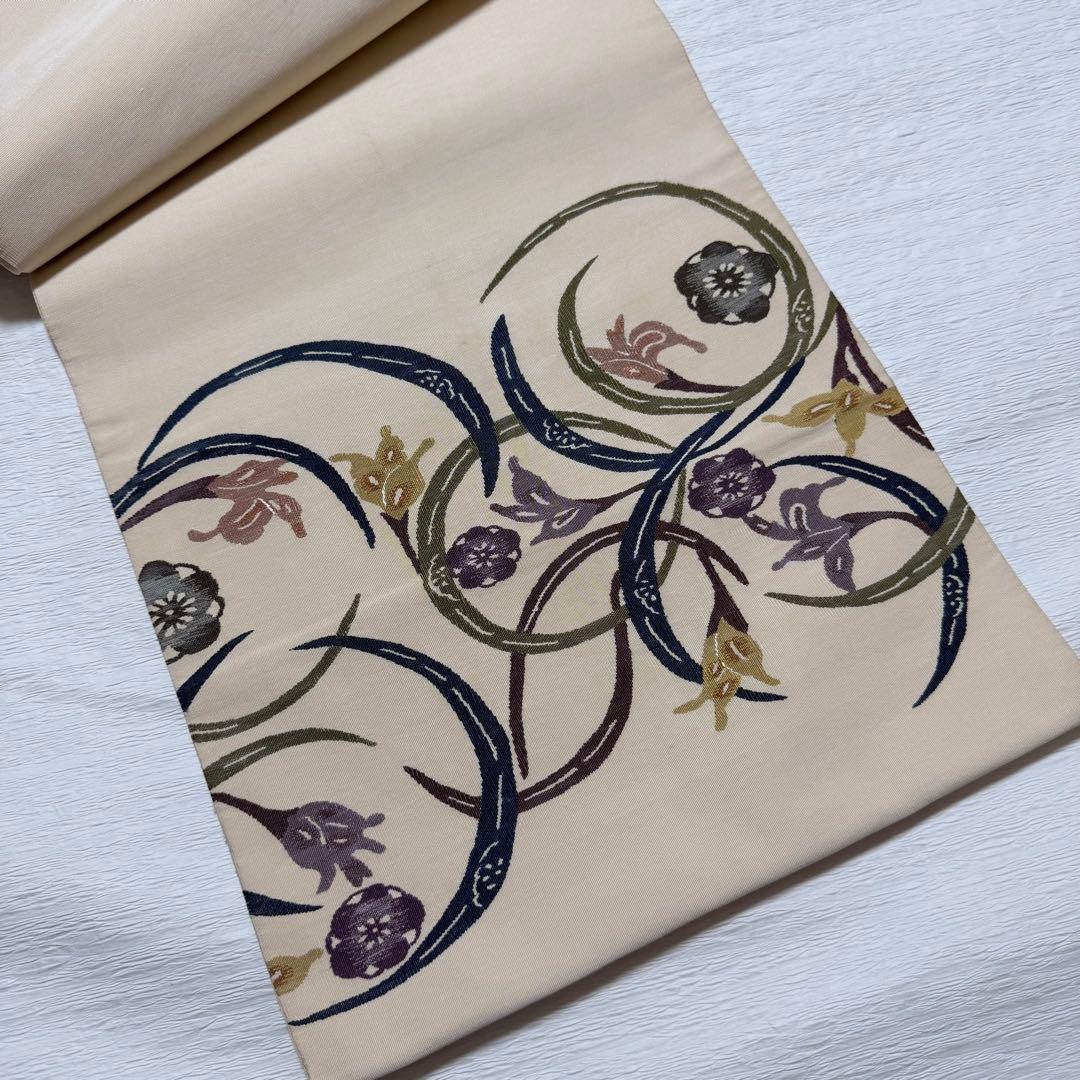 M101 紅型調　つづれ帯　正絹　袋帯　パールトーン加工済み　美品