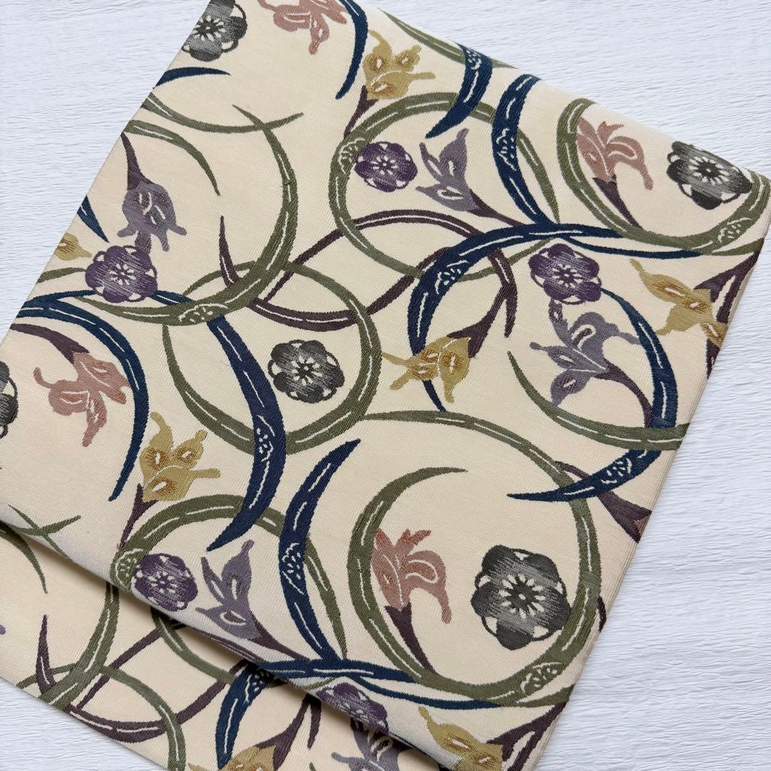 M101 紅型調　つづれ帯　正絹　袋帯　パールトーン加工済み　美品