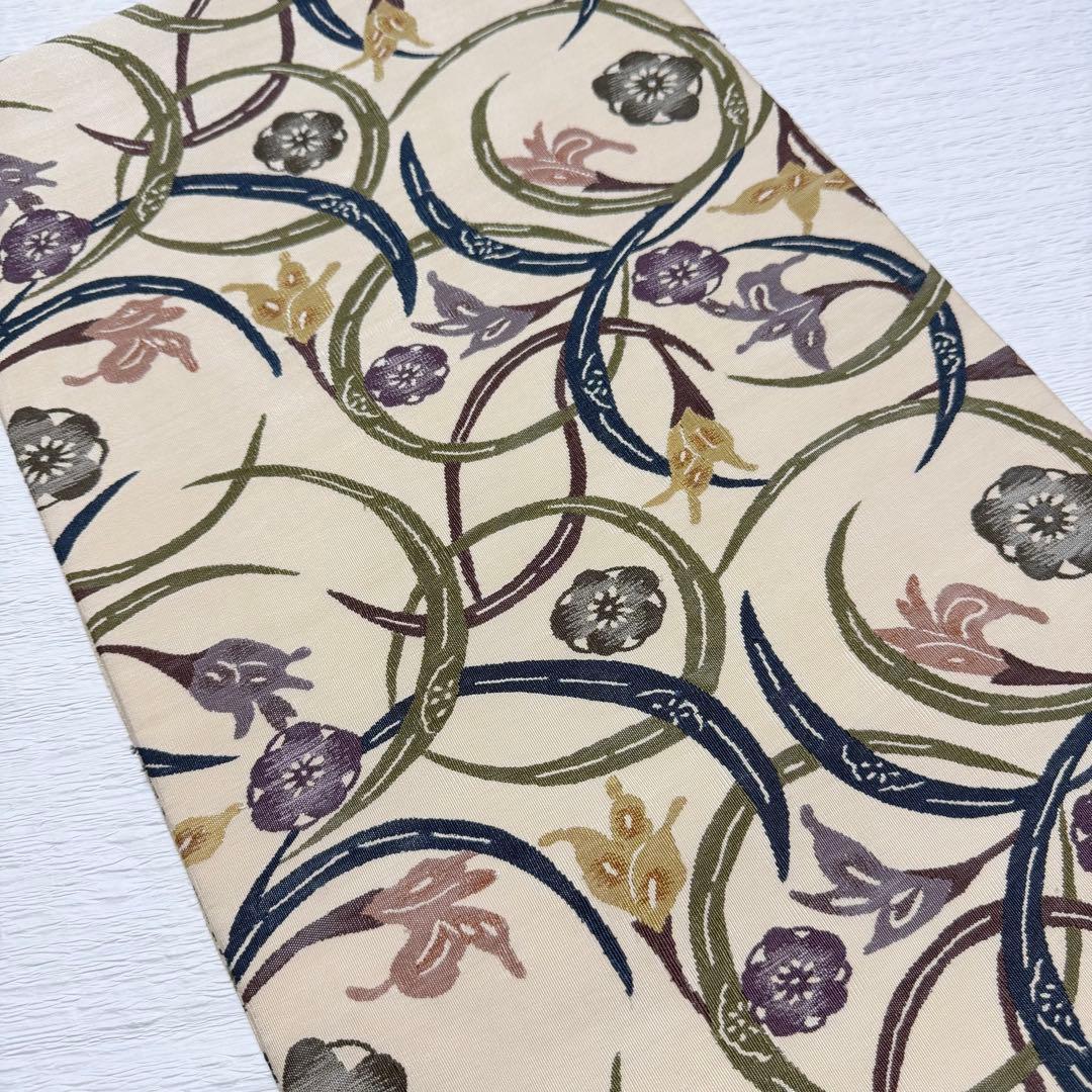 M101 紅型調　つづれ帯　正絹　袋帯　パールトーン加工済み　美品