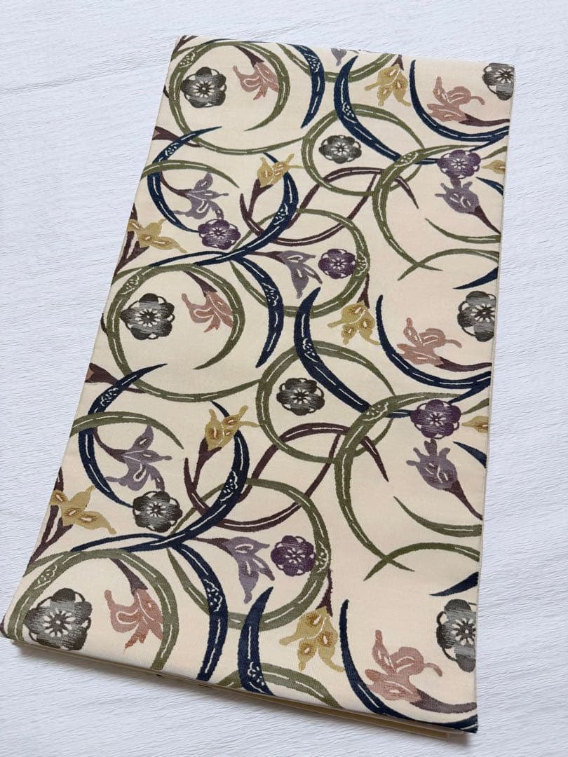 M101 紅型調　つづれ帯　正絹　袋帯　パールトーン加工済み　美品