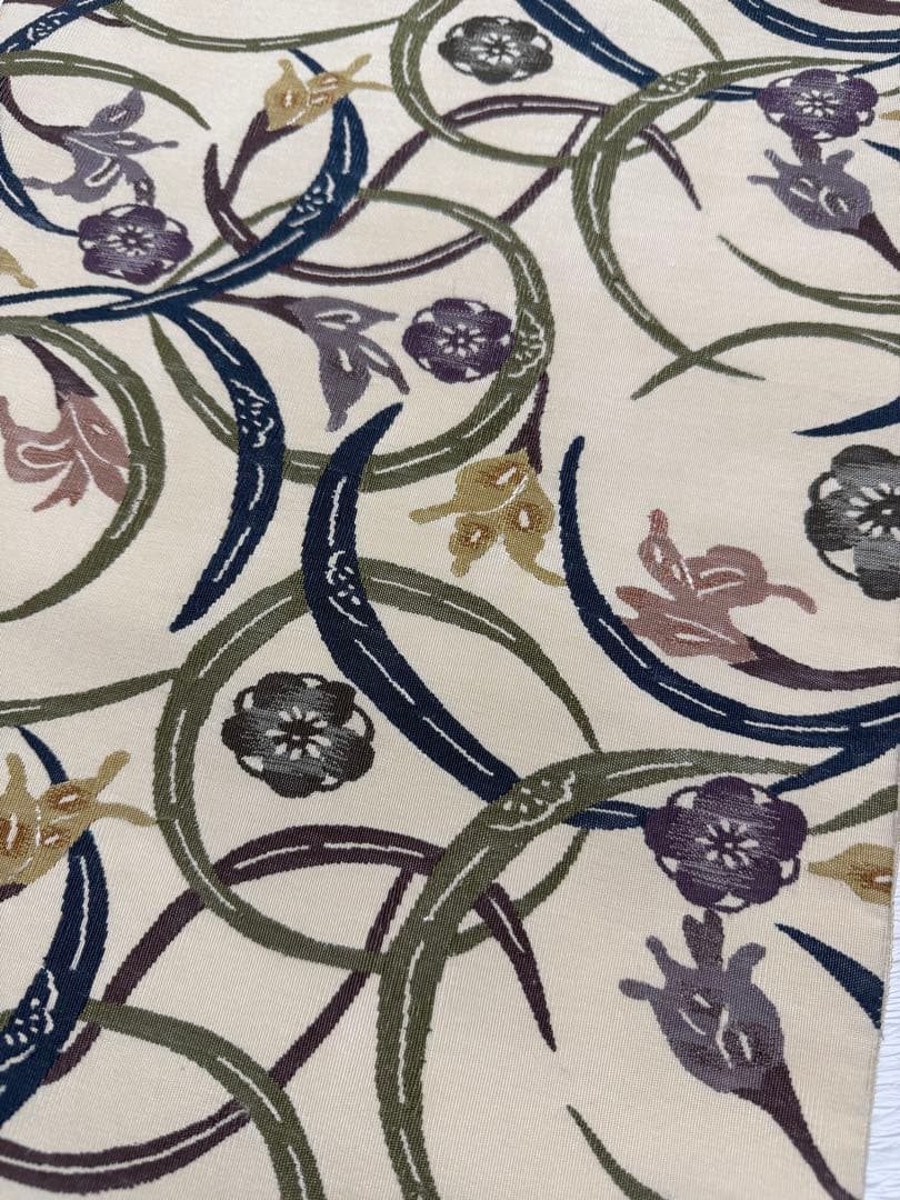 M101 紅型調　つづれ帯　正絹　袋帯　パールトーン加工済み　美品