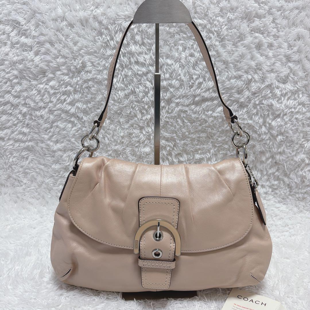 良品 コーチ ハンドバッグ ワンショルダー ソーホー シルバー金具 革 ピンク