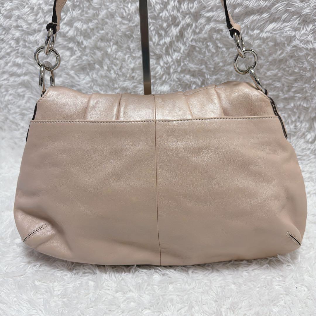 良品 コーチ ハンドバッグ ワンショルダー ソーホー シルバー金具 革 ピンク
