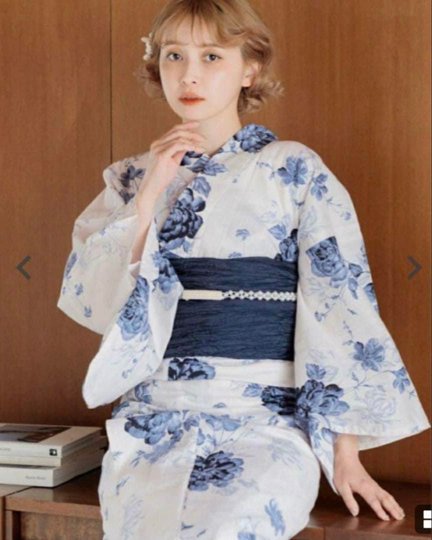 浴衣 Dita 水彩の勿忘草色 浴衣・帯・下駄 ディータ