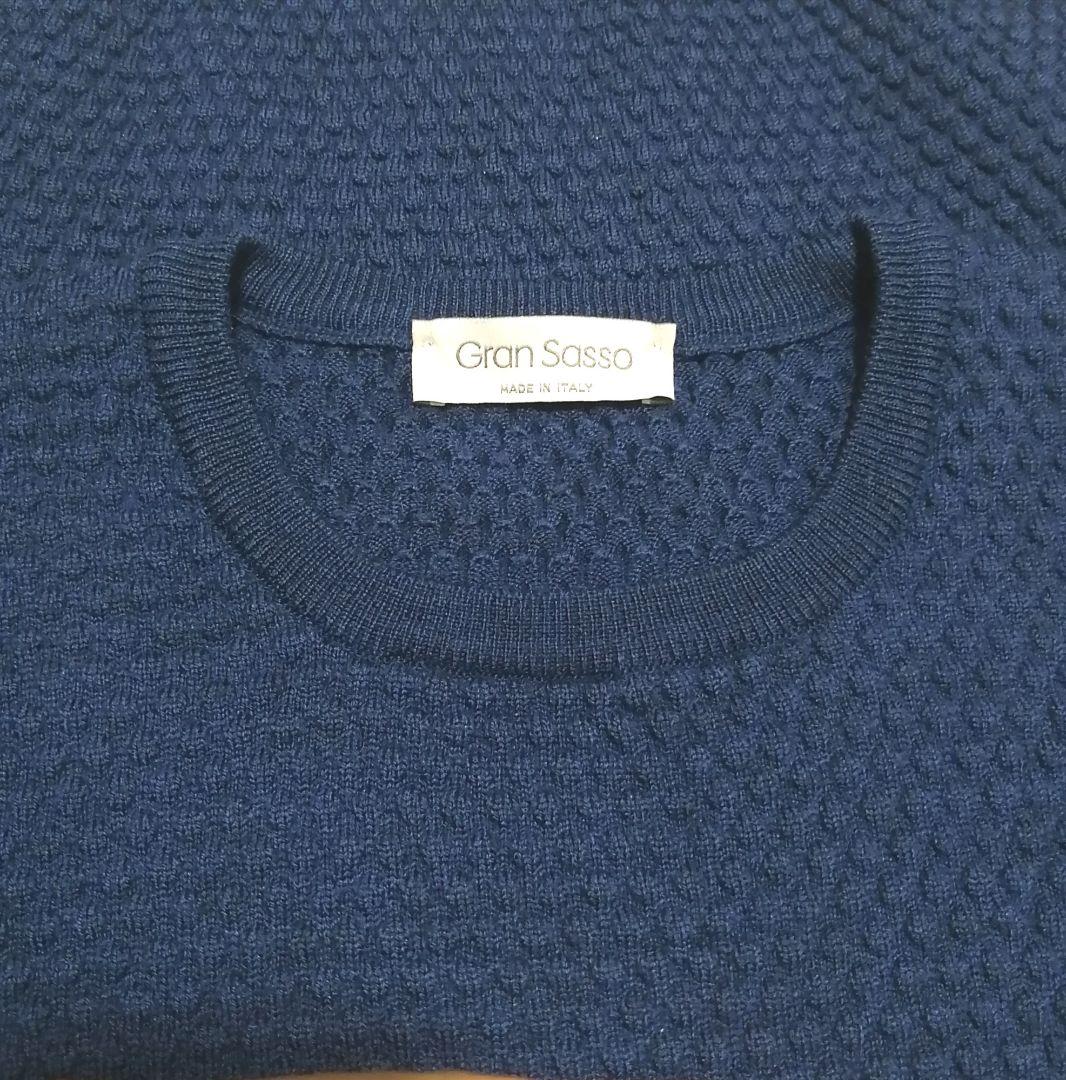 Gran Sasso グランサッソ クルーネックニット ブルー 48 イタリア製